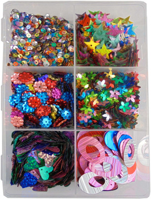 

estore sequins sitara 100 gm box for jewellery making art and craft diy kit, Glitter Sequins Rhinestones Beads Assorted Colors