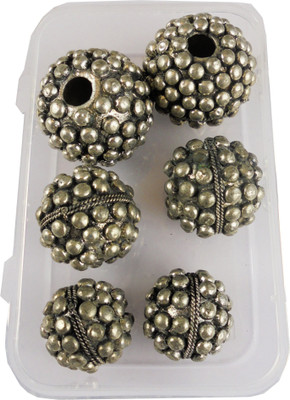 

estore handcrafted handicraft export quality metal round beads set of 6 pcs for jewellery making art and craft diy project kit