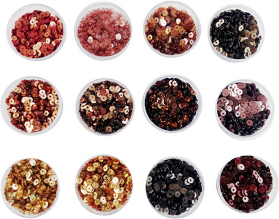 

estore brown family Colours sequins sitara, 5gm x 12 box,for jewellery making art and craft diy kit, Glitter Sequins Rhinestones Beads brown family Colours
