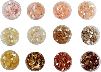 

estore peach golden family Colours sequins sitara, 5gm x 12 box,for jewellery making art and craft diy kit, Glitter Sequins Rhinestones Beads brown family Colours