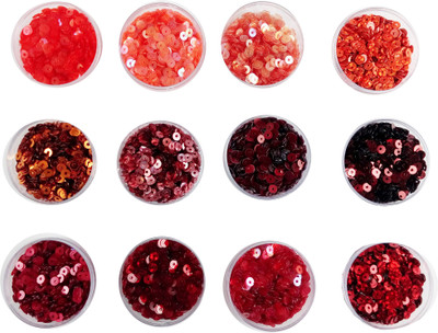 

estore red orange family Colours sequins sitara, 5gm x 12 box,for jewellery making art and craft diy kit, Glitter Sequins Rhinestones Beads brown family Colours
