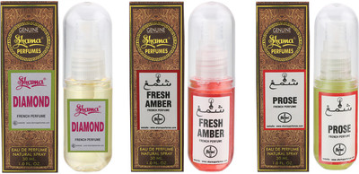 

Shama 3ml Pack Of 3 Alcohol Free Undiluted Diamond, Fresh Amber, Prose Fragrance Floral Attar(Fruity)