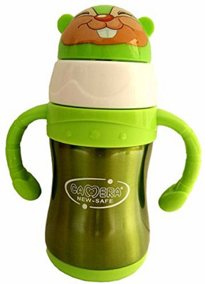 

N&M Camera New Safe Baby Steel Feeding Bottle Cum Sipper Cum Straw With Attractive Color And Beautiful Design - Green - 240 ml(Green)