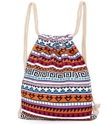 

Aeoss Canvas Aztec Geometric Drawstring Gym College 20 L Backpack(Blue, Orange)