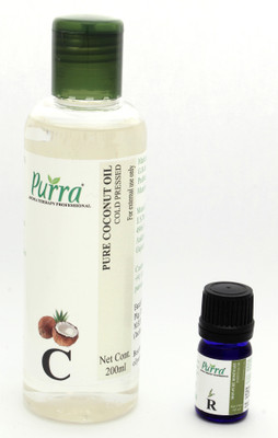 

Purra Virgin Coconut Carrier Oil ( Cold Pressed ) 200 Ml + Rosemary Essential Oil 05 Ml for Hair Growth & Skin ( Combo )(205 ml)