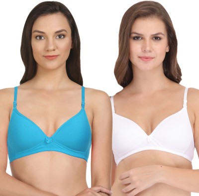 BodyCare Lightly Padded Bra Women T-Shirt Lightly Padded Bra(Light Blue, White)