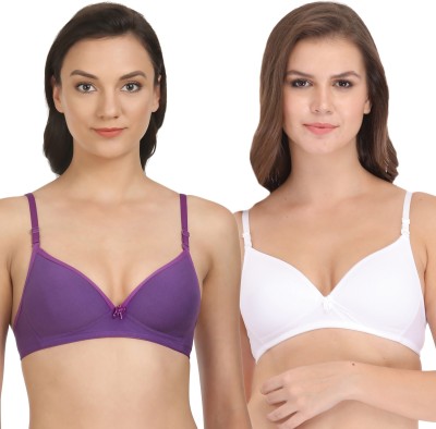BodyCare Lightly Padded Bra Women T-Shirt Lightly Padded Bra(Purple, White)