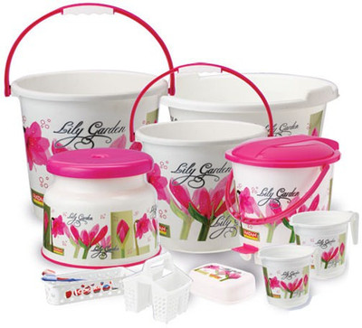 

Ratan LILY GARDEN JUMBO BUCKET 10 PCS BATHROOM SET 25 L Plastic Bucket(Pink)