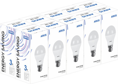

ARKIS 3 W Round B22 LED Bulb(White, Pack of 10)