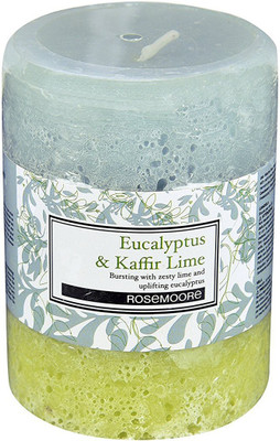 

Rosemoore Eucalyptus & Kaffir Lime Scented Pillar Candle Candle(Green, Pack of 1)