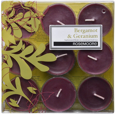 

Rosemoore Bergamot & Geranium Scented Tea Lights Candle(Maroon, Pack of 9)