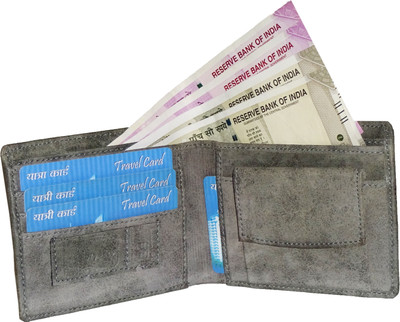 

WALLETO Unisex 100% Genuine Leather Business Card, Personal Id,Credit Card, Driving Licence Card Holder Cum Mini Money Wallet (No.1Wall_13), Slots Space for 6 Card Holder(Set of 1, Grey)