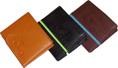 

WALLETO Unisex 100% Genuine Leather Business Card, Personal Id,Credit Card, Driving Licence Card Holder Cum Mini Money Wallet (No.1Combo_Wall_08_03_07), Slots Space for 6 Card Holder(Set of 3, Multicolor)