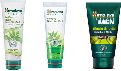 

Himalaya Purifying Neem Peel Off Mask, Purifying Neem Face Wash, Men Intense oil ce(Set of 3)