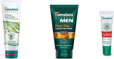 

Himalaya Purifying Neem Peel Off Mask, Men Power Glow Licorice Face Wash, lip balm(Set of 3)