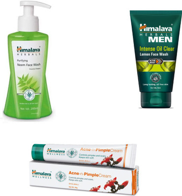 

Himalaya neem face wash, lemon face wash, pimple cream(Set of 3)