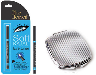 

Blue Heaven Soft Kajal Eyeliner (0.31 GM) with Compact Mirror(Set of 2)
