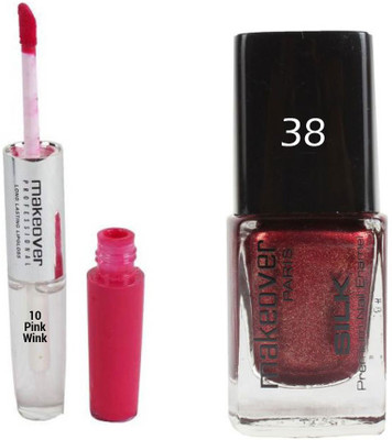 

Makeover Professional Nail Paint Sparkingh Winerd-38 , Lipstick Pink Wink-10(Set of 2)