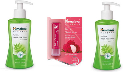 Himalaya Purifying Neem Face Wash,Litchi shine lip care, Purifying Neem Face Wash(Set of 3)