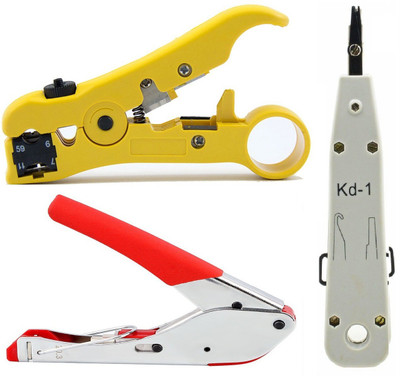 

BalRama Universal Adjustable Coaxial Cable Wire Jacket Stripper Cutter Plier Scissor + Waterproof Connectors Compression Tool + Krone Kd-1 Impact Punch Down Tool for Flat Round Cat5 Cat6 UTP STP RG59 RG6 RG7 RG11 Networking TV Telephone Cable BNC RCA RG59