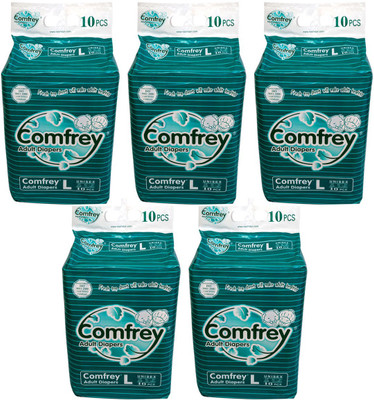 

Comfrey FOR WAIST SIZE 40"-55" INCHES Adult Diapers - L(50 Pieces)