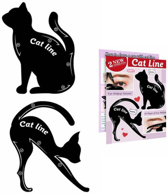 

Siempre21 Cat Line Silicone Eyeliner Stencil, Smoky Eyeshadow Applicators Templat,Professional Multifunction Eye liner & Eye Shadow Guide Eyebrow Stencil(2)