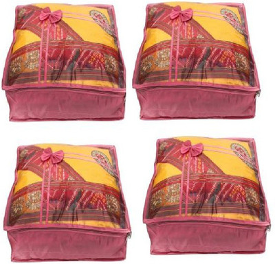 

Addyz Pack of 4 Pieces Large Satin Saree Cover Salwar Suit Kamiz Cover Storage Bag(Pink)