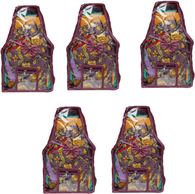 

Addyz Pack of 5 Piece Front Side Transparent Premium Satin Blouse Cover(Purple)