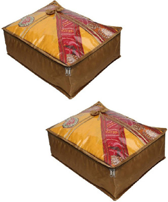 

Addyz Pack of 2 Pieces Large Satin Saree Cover Salwar Suit Kamiz Cover Storage Bag(Beige)