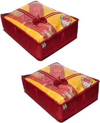 

Addyz Pack of 2 Pieces Large Satin Saree Cover Salwar Suit Kamiz Cover Storage Bag(Maroon)