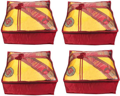 

Addyz Pack of 4 Pieces Large Satin Saree Cover Salwar Suit Kamiz Cover Storage Bag(Maroon)