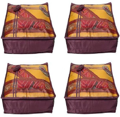 

Addyz Pack of 4 Pieces Large Satin Saree Cover Salwar Suit Kamiz Cover Storage Bag(Purple)
