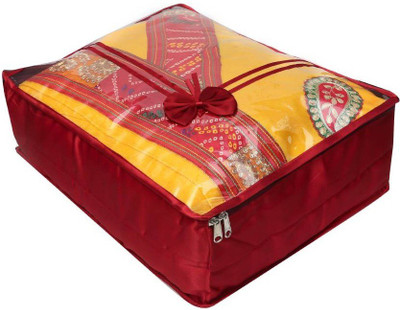 

Addyz Transparent Large Satin Saree Cover Salwar Suit Kamiz Cover Storage Bag(Maroon)