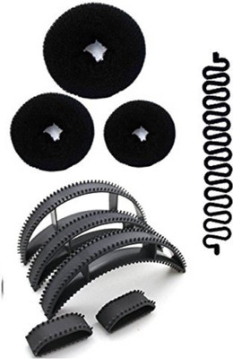 

Prime Hair Styling Tools Kits Combo Hair Donuts + Hair French Braid Tool + Bumpits Hair Accessories For Women & Girls Hair Accessory Set, Bun(Black)