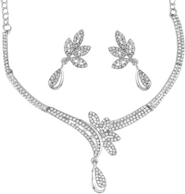 JEWELS GURU Alloy Rhodium Silver Jewellery Set(Pack of 1)