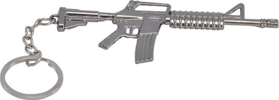 

Chandrika Pearls AK-47 Riflegun Inspired Riflegun Oxidised Grey Colour Metal Design Keyring Key Chain