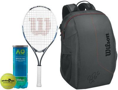 

Wilson All Tennis Kit (US Open 25" Racquet for age 9-10 Years + Australia Open Tennis Ball, pack of 3 + Team Tennis Racquet bag) Tennis Kit