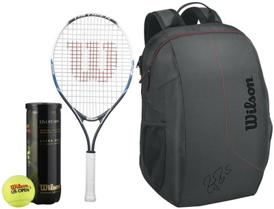 

Wilson All Tennis Kit (US Open 25" Racquet for age 9-10 Years + US Open Tennis Ball, pack of 3 + Team Tennis Racquet bag) Tennis Kit