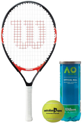 

Wilson Racquet and Ball Tennis Kit (Roger Federer 25" Racquet for age 9-10 Years + Australia Open Tennis Ball, pack of 3) Tennis Kit