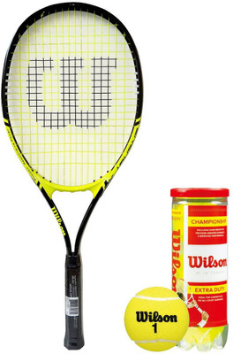 

Wilson Racquet and Ball Tennis Kit (Energy XL 3 Tennis Racquet for Adults + Championship Tennis Ball, pack of 3) Tennis Kit