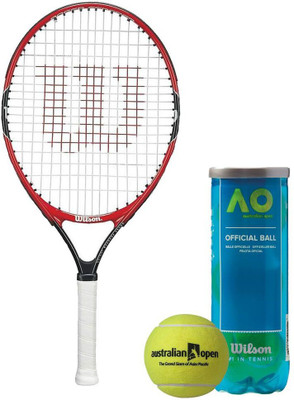 

Wilson Racquet and Ball Tennis Kit (Roger Federer 23" Racquet for age 7-8 Years + Australia Open Tennis Ball, pack of 3) Tennis Kit