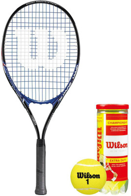 

Wilson Racquet and Ball Tennis Kit (Grand Slam Aluminium Alloy Tennis Racquet for Adults + Championship Tennis Ball, pack of 3) Tennis Kit