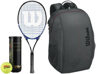 

Wilson All Tennis Kit (Grand Slam Aluminium Alloy Tennis Racquet for Adults + US Open Tennis Ball, pack of 3 + Team Tennis Racquet bag) Tennis Kit