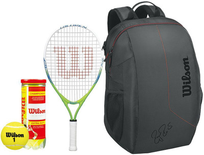

Wilson All Tennis Kit (US Open 21" Racquet for age 4-6 Years + Championship Tennis Ball, pack of 3 + Team Tennis Racquet bag) Tennis Kit