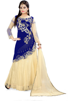 Royal Drift Velvet Embroidered Semi-stitched Salwar Suit Dupatta Material Flipkart