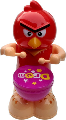 

Humaira Happy Drummer Bird With Light, Music and 360 degree Rotation(Red)