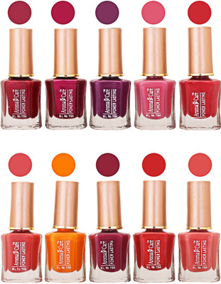 Aroma Care Power Lasting Nail Polish (Pack Of 10) Multicolor Multicolor Set-215-217(Pack of 10)