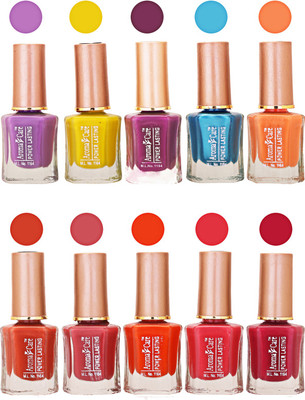 

Aroma Care Power Lasting Nail Polish (Pack Of 10) Multicolor Multicolor Set-202-206(Pack of 10)