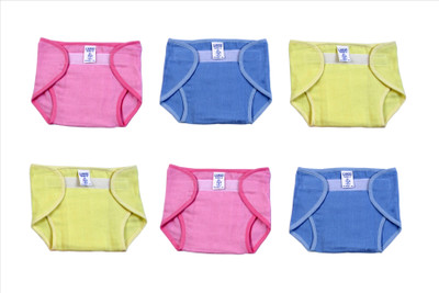 Super Baby Pack of 6, Multicolor (6-9 Months) Cushioned Padded 100% Double Cotton Thick Cloth Washable Reusable