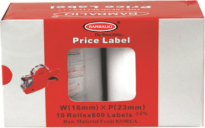 

BAMBALIO 6600 2 Line White Colour Plain Label Rolls 10 Rolls x 600 Labels (Box Pack) Compatible with 6600 Labeling Machine Models of all Brands Self-Adhesive Paper Label(White)